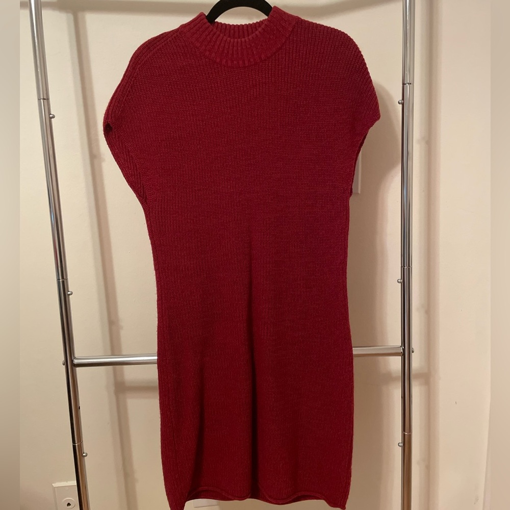 Athleta Red Dolman Sleeve Mock Neck Dress